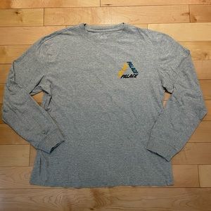 PALACE LONG SLEEVE TSHIRT HEATHER GREY TRI FERG LOGO MEDIUM